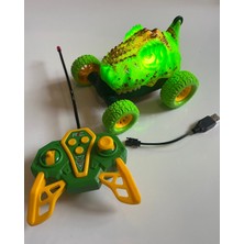Mavi Su Dünyası Uzaktan Kumandalı Işıklı Akrobat Şarjlı Araba 15X12 cm Yeşil Renkli