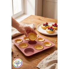 Vivenda Silikon Tartolet Kalıbı Esnek Platinum Silikon 9 Gözlü Mini Tart Kek Kalıbı 25 cm