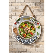 Mayeka Ton Balıklı Salata Temalı Restoranlar Cafeler Lokantalar Için Ahşap Duvar Kapı Dekoratif Süs
