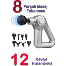 Hsc Bilişim Gri Renkli 8 Başlıklı 12 Seviyeli Hız Kademeli Spor Sonrası Titreşimli Masaj Tabancası