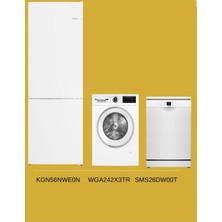 Bosch 3'lü Çeyiz Seti KGN56NWD0N WGA242X3TR SMS26DW00T