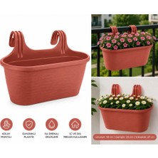 Abnturk Pratik Dayanıklı Şık 6,3lt Kiremit Sahra Askılı Saksı 38X27X26CM Balkon Korkuluk Dekoratif Askılı Sepet