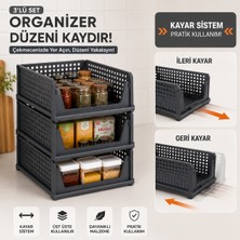 Yuzi Home 3’lü Çok Amaçlı Kayar Organizer Raf Dolap Içi Kıyafet Ev Aksesuarı Düzenleyici