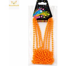 Neon Turuncu Boncuk Kolye 80 cm – 80’ler 90’lar Parti Aksesuarı