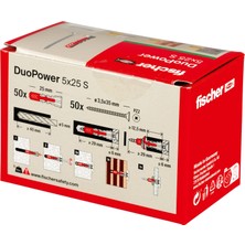 Fischer Duopower 5X25S Ld  Vida + Çiftbileşenli Plastik Dübel