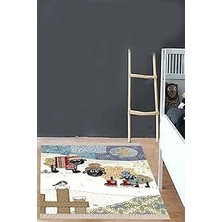 Mey İthalat Pelangi Mavi Desenli Çocuk Odası Halısı, Mavi-Beyaz 40 x 40