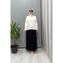 Sentez Şifon Kırıştırma Etek Siyah 5432