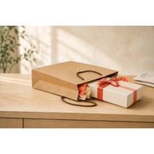 Premium 180 gr Kraft Kağıt Çanta – Burgu Ip Saplı Şık Hediye ve Alışveriş Çantası 50 Adet 18 x 25 x 6
