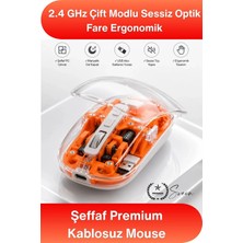 Svein #mouse Şeffaf Premium Kablosuz Mouse Bluetooth 5.0 2.4ghz Çift Modlu Sessiz Optik Fare USB Alıcılı Şarjlı Ergonomik Dizüstü Bilgisayar Tablet Pc Uyumlu Rahat Uzun Ömürlü Dayanıklı
