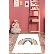 Mey İthalat Pelangi Gökkuşağı Desenli Makrome Temalı Yıkanabilir Kaymaz Taban Leke Tutmaz Çocuk Odası Halısık, Çok Renkli-Beyaz 160 x 240, 76420271602401
