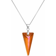 Brezza Lusso Jewelry 925 Ayar Swarovski Taşlı 28MM Spike Pendant Sunflower Kadın Gümüş Kolye