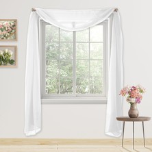 Mey İthalat Elegant Comfort 139,7 x 548,6 cm Düz Perde Şeffaf Vual Eşarp, Beyaz
