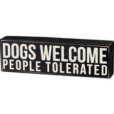 Mey İthalat Primitives By Kathy 19133 Kelime Kutusu Işareti, 10X3, Dogs Welcome, Siyah