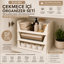 Yuzi Home 3’lü Çok Amaçlı Kayar Organizer Raf Dolap Içi Kıyafet Ev Aksesuarı Düzenleyici