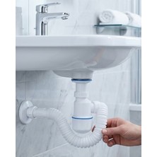 Lavabo Gider Borusu Esnek Hortumlu Sifon Seti Koku Önleyici Dayanıklı Tasarım