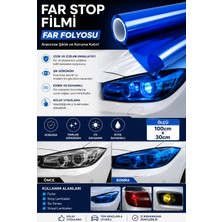 Esemiz Far Stop Filmi Mavi  Far Folyosu (100CM x 30CM) Far Çizilme Engelleyici Folyo