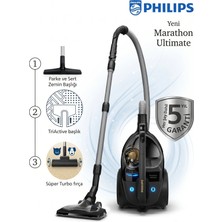 Philips Marathon Ultimate 899 W Turbo Başlıklı Toz Torbasız Süpürge - Yüksek Emiş Gücü, 2,2 L Geniş Hazne, H13 Hijyenik Filtre, 3 Kademe, 8 M Kablo