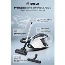 Bosch Serie 8 Prosilence 800 W Toz Torbasız Elektrikli Süpürge - 64 Db Ultra Sessiz Çalışma, 5 L Ekstra Geniş Hazne, H13 Filtre, 8 M Kablo, Beyaz Tasarım