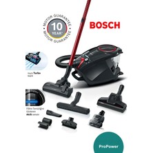 Bosch Serie 8 Propower 800 W Toz Torbasız Elektrikli Süpürge - 5 L Ekstra Geniş Hazne, Turbo Fırça, H13 Hijyenik Filtre, 72 Db Çalışma, Kırmızı Siyah