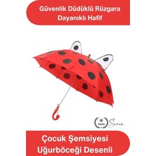 Svein #şemsiye Kaliteli Çocuk Şemsiyesi Uğurböceği Desenli Güvenlik Düdüklü Rüzgara Dayanıklı Hafif Çocuk Şemsiyesi Güvenli Açma Kapama Okul Kreş Yağmurluk Aksesuarı Sağlam Uzun Ömürlü