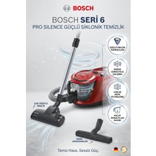 Bosch Serie 6 Prosilence 700 W Sessiz Toz Torbasız Elektrikli Süpürge - 69 Db Düşük Ses, 2,4 L Hazne, H13 Filtre, Apartman ve Bebekli Evler Için, Beyaz Siyah