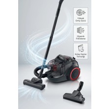 Bosch Serie 4 Propower 750 W Toz Torbasız Elektrikli Süpürge - Turbo Başlıklı, Epa Hijyen Filtresi, 2 L Torbasız Hazne, Günlük Temizlik Için Pratik, Siyah