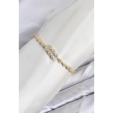 cm Damla Model Zirkon Taşlı Vip Seri Gold Renk Pirinç Kadın Bileklik