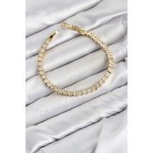 cm Şerit Model Zirkon Taşlı Vip Seri Gold Renk Pirinç Kadın Bileklik