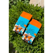 Lou Socks Unisex Dragon Ball Goku Desenli Turkuaz Anime Soket Çorap