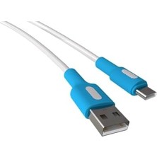 USB A-C Hızlı Şarj Kablosu, Beyaz Kablo, Beyaz/mavi Uçlar (120 Cm)