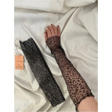 Nurcanilirboutique Siyah Sim Detaylı Özel Gün Eldiven Kolluk
