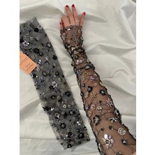 Nurcanilirboutique Taşlı Pullu Boncuklu Özel Tasarım Eldiven Kolluk