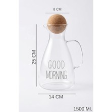 Top Mantarlı Borosilikat Cam Sürahi - 1500ML Lüks Karaf