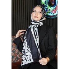 Barok Desen Siyah - Beyaz Soft Pamuk Şal Siyah