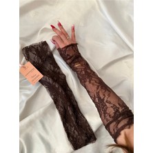 Nurcanilirboutique Zarif Kahverengi Fransız Eldiven Kolluk