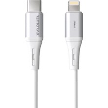 2 Adet x 2 Metre Kablo Seti, Type C-Lightning 27WATT Pd Hızlı Şarj, Remorax Wahoo, Beyaz/gümüş Metal