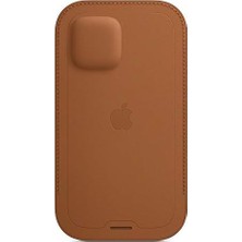 Apple iPhone 12 | 12 Pro Için Magsafe Özellikli Deri Zarf Kılıf - Klasik Kahve