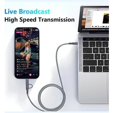 2in1 Type-C, Lightning ile Uyumlu To 3.5mm Silikonlu Aux Kablosu 1m MT2812 (Tak Çalıştır)