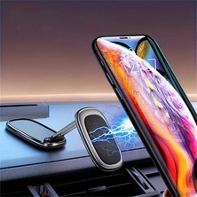 360 Derece Dönebilen Alaşımlı Metal Katlanabilir Mıknatıslı Magnetik Masaüstü ve Araç Içi Cam ve Göğüse Yapışabilen Kutu Içerişindeki Metal Aparatlar Ile Beraber Telefon Tutucusu ve Telefon Standı 033