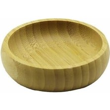 Bambu Çerezlik Kasesi, Mini Yuvarlak Lokumluk, Doğal Ahşap, 8.5 cm Çap, Tek Parça