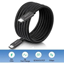Solid 100W 5A Type C To Type C Hızlı Şarj ve Data Kablosu Halat Örgülü Space Gray Mbt (2 Metre)