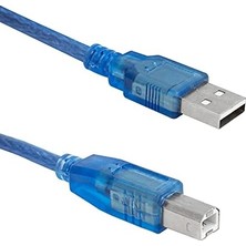 Usin 3 Metrelik Şeffaf USB A B Printer Yazıcı Ara Kablosu Tüm USB A B Yaziclara Uyumlu (3 Metre)