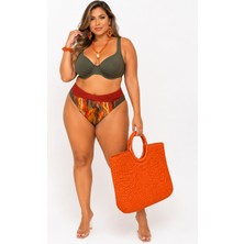 No Gossip Büyük Beden Balenli Desenli Ayarlanabilir Askılı Toparlayıcı Kadın Bikini Takımı