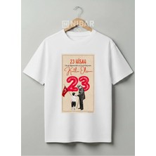 Nubarco Mustafa Kemal Atatürk Tasarımlı Pamuklu Tişört Milli Bayramlar Özel Serisi Çocuk & Yetişkin-Unisex