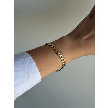 Owentis Çelik Gold Gourmet Model Chain Elis Bileklik -Kararma Yapmaz-