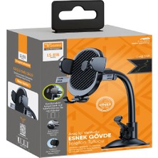 BlueCase Lucatech LS-816 Güçlü Nano Vantuzlu Esnek Gövdeli Cam ve Torpido Uyumlu Araç Içi Telefon Tutucu Siyah