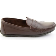 Bambi Kahve Hakiki Deri Erkek Loafer Ayakkabı E01523111103