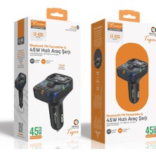 BlueCase Lucatech LT-435 45W Pd + Qc 3.0 Bluetooth Fm Transmitter 3 Portlu (2xusb 1xtype-C) Rgb Işıklı Hızlı Araç Şarj Cihazı