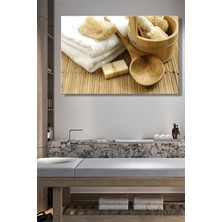 Şehzat Yatay Kanvas Duvar Tablosu Tekli  Sauna Hamam Spa Ahşap Sauna Kovası Havlu Lif Kese Sabun