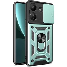 Al-Kar Ticaret Newface Xiaomi Redmi 13C Kılıf Pars Lens Yüzüklü Silikon - Yeşil
